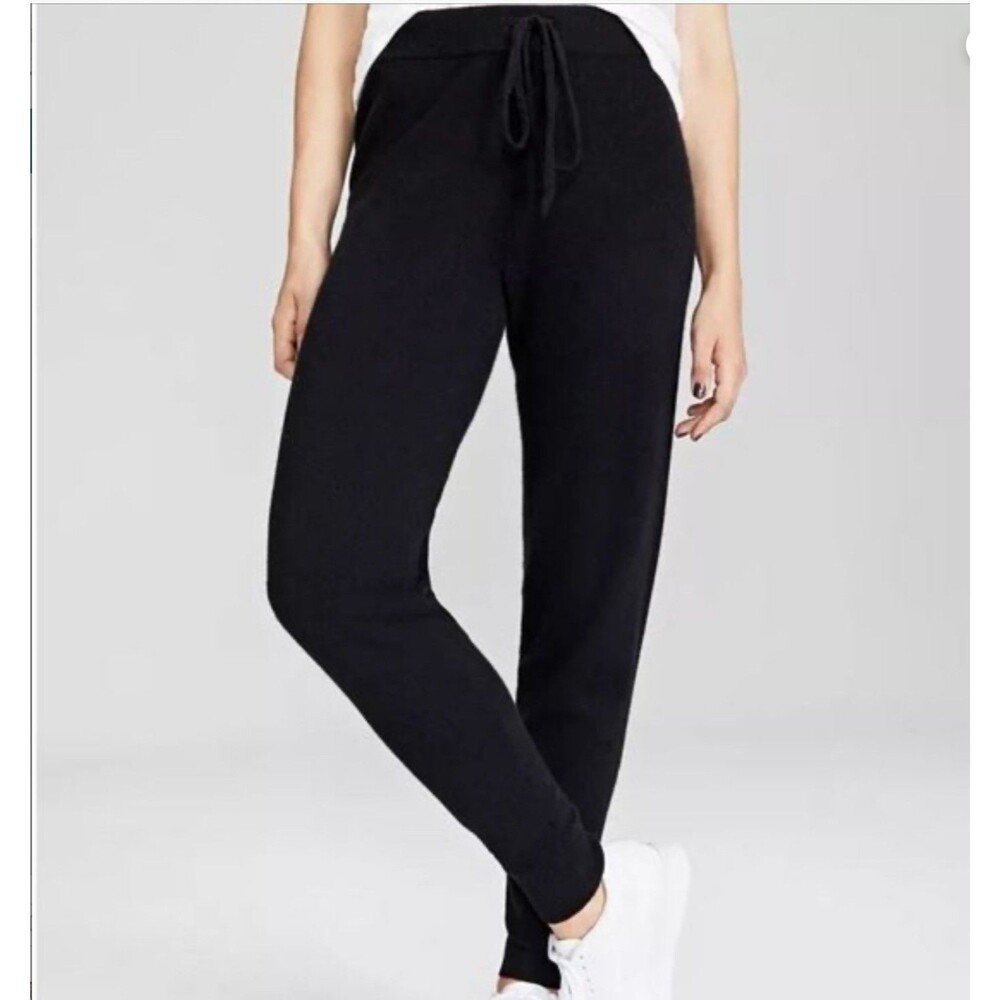 CHARTER CLUB Size XS 100% Cashmere 2-Ply Jogger Pants Lounge Black Elastic F72